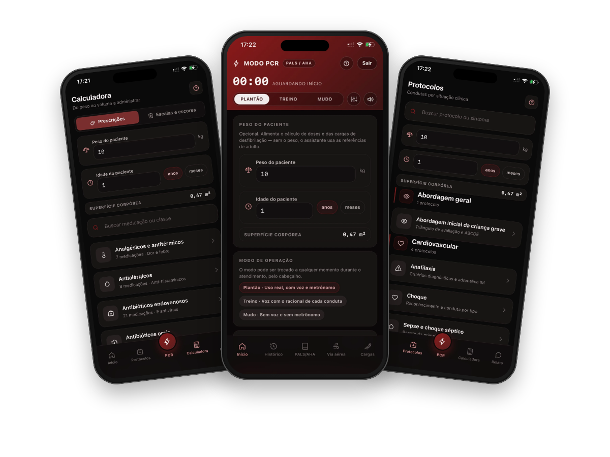 Celular com o app Retaguarda Ped e notebook com uma aula do Método Retaguarda Pediátrica